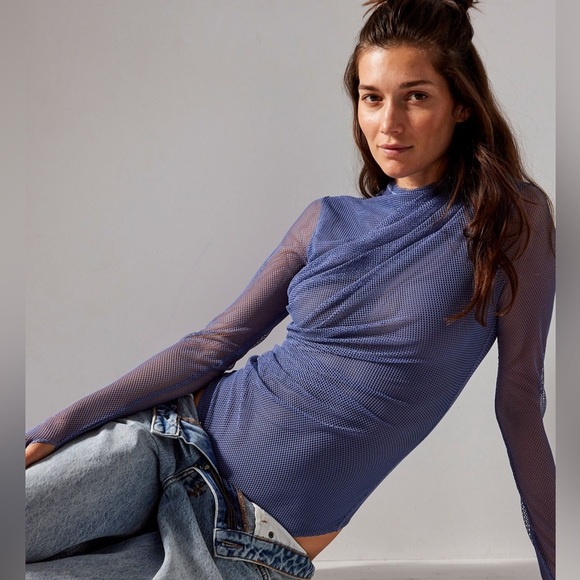 Free People Tops - FREE PEOPLE Mesh Long Sleeve Bodysuit